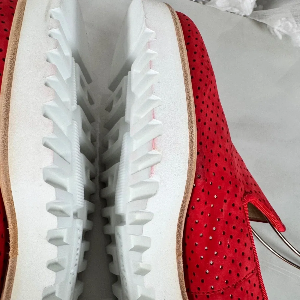 Paul Green Cailey Red Perforated Leather Loafers‎ Slip On Comfort Casual Size 6